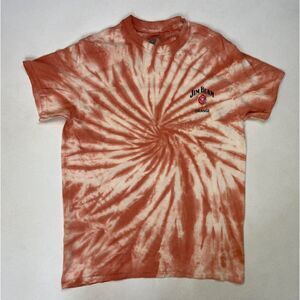 Jim Bean Orange Graphic T-shirt Women Small Orange Tie Dye Short Sleeve